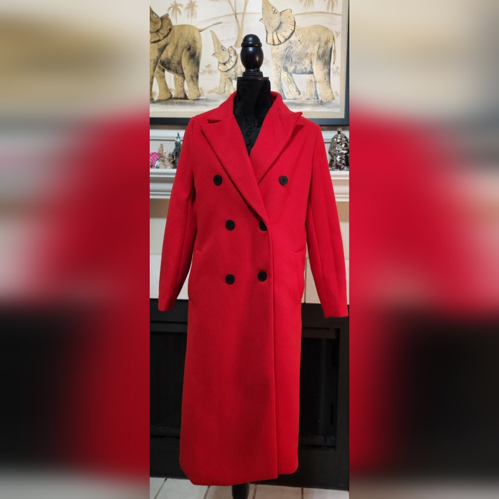 Women's Red Double-Breasted Coat